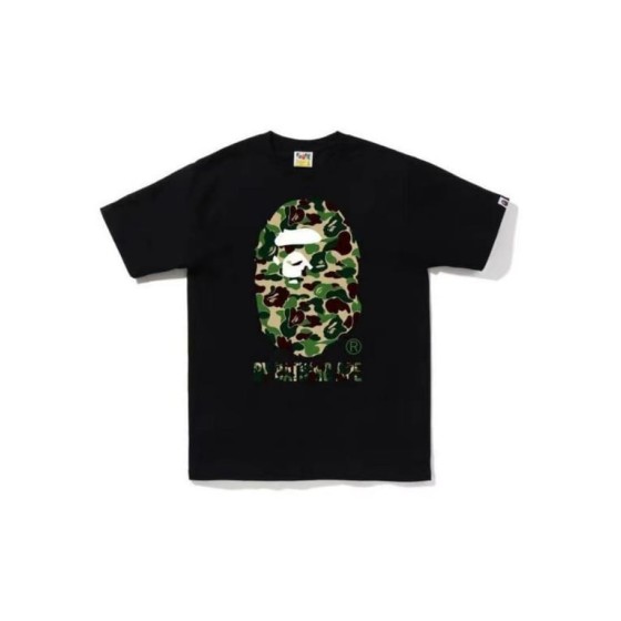 Black BAPE T-Shirt with Green Camo Ape Head and "BY BATHING APE" Logo